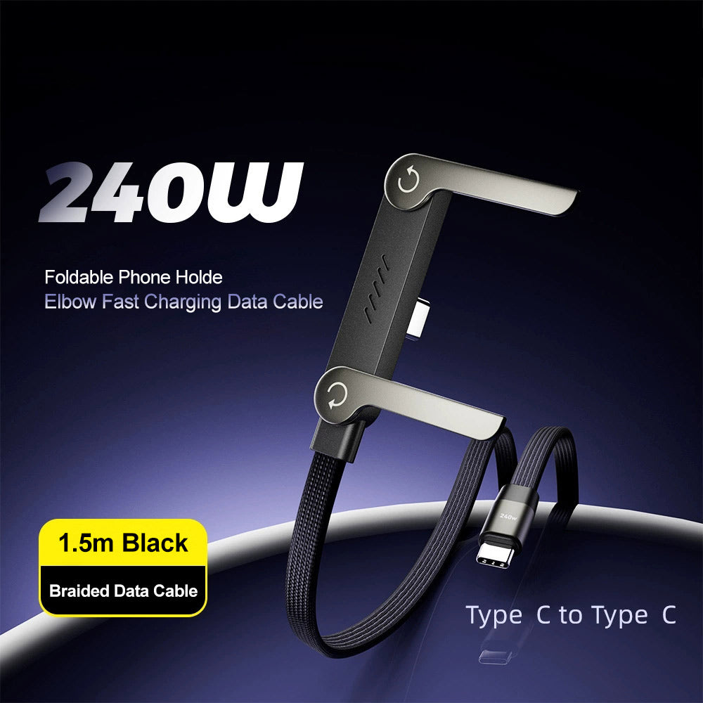 240w Braided Fast Charge Cable with Built-in Phone Stand