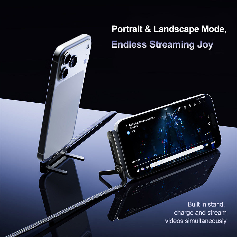 240w Braided Fast Charge Cable with Built-in Phone Stand